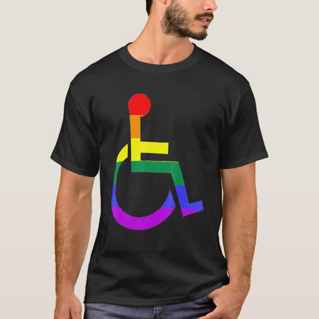 Camiseta Símbolo de silla de ruedas arco iris T- (Anverso)