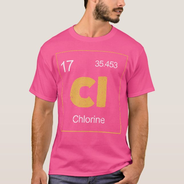 Camiseta Símbolo de tabla periódica de cloro feminidad Grac (Anverso)