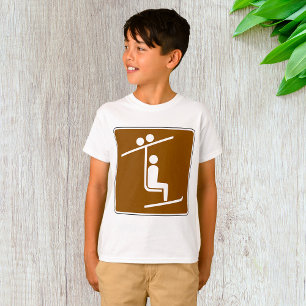 Camiseta Símbolo de teleférico de esquí Icono rústico de de