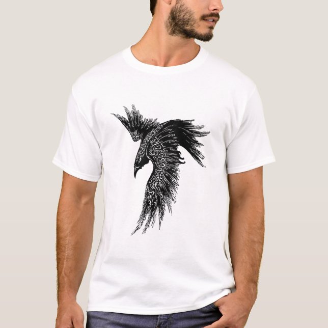 Camiseta Símbolo de visualización nórdico Crow Raven (Anverso)