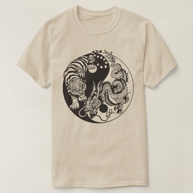 Camiseta símbolo de yang del yin del dragón y del tigre (Diseño del anverso)