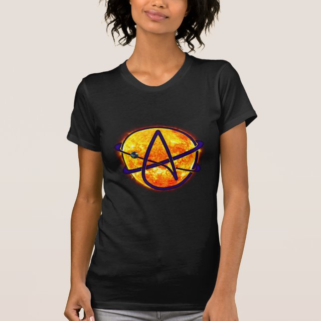 Camiseta Símbolo del ateo el flamear Sun (Anverso)