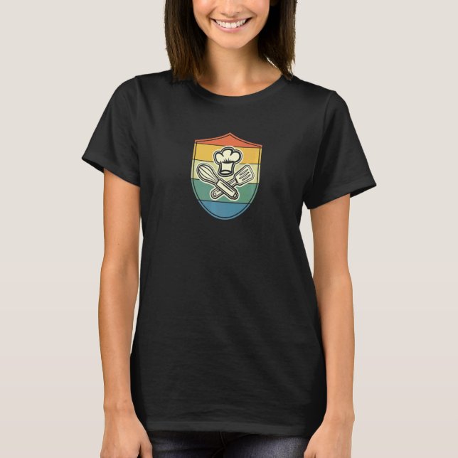 Camiseta Símbolo del chef con Gorra del chef y utensilios d (Anverso)