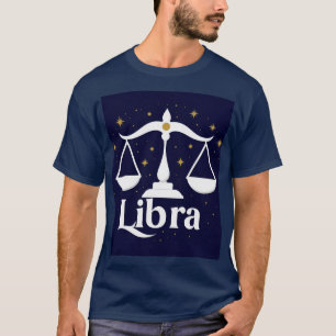 Camiseta Símbolo del signo zodiacal Libra con estrellas y b