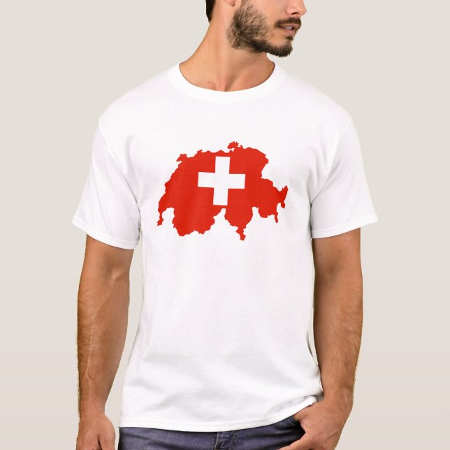 Camiseta símbolo del suizo del mapa de la bandera de país (Anverso)