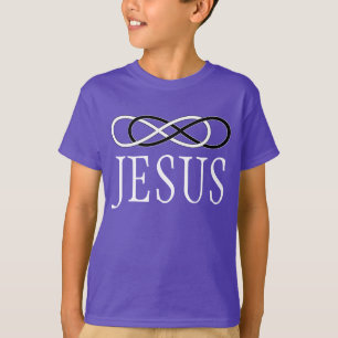 Camiseta Símbolo doble infinito - blanco y negro + JESUS
