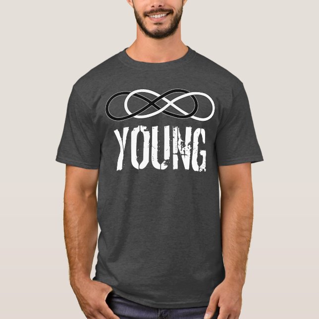 Camiseta Símbolo doble infinito - Blanco y negro + joven (Anverso)