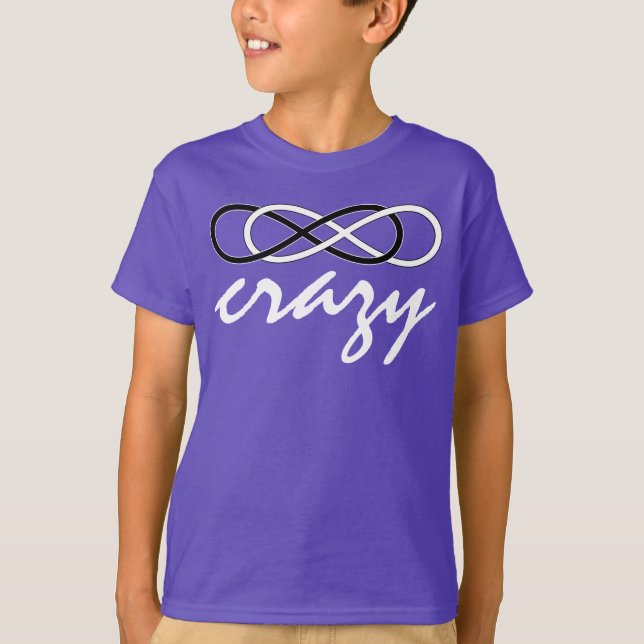 Camiseta Símbolo doble infinito - Blanco y negro + loco (Anverso)