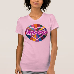 Camiseta Símbolo doble Infinity Brillo colorido del corazón