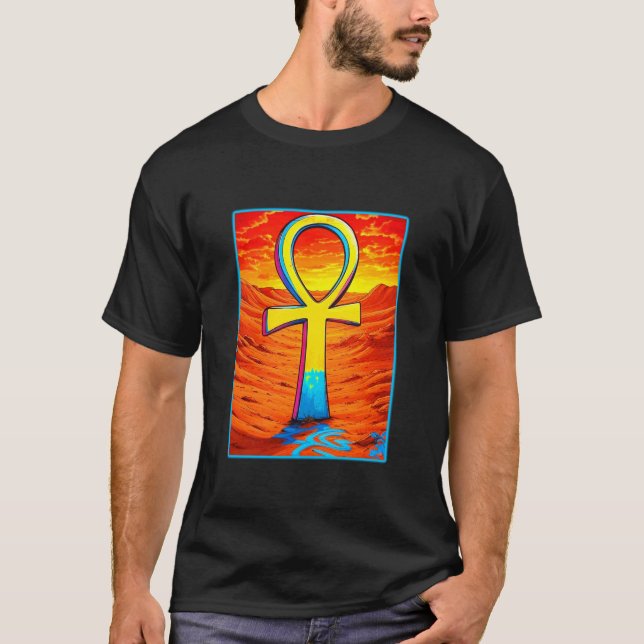 Camiseta Símbolo Egipcio Ankh Pintado (Anverso)