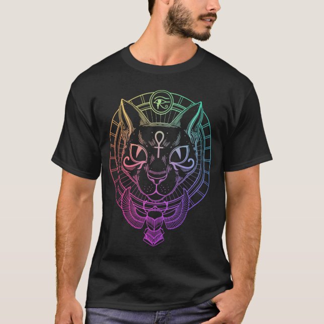 Camiseta Símbolo egipcio de horus scarab de gato salvaje (Anverso)