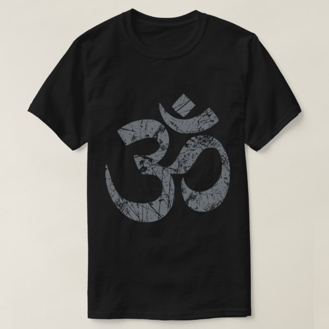 Camiseta Símbolo espiritual de yoga OM en estilo angustiado (Diseño del anverso)