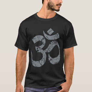 Camiseta Símbolo espiritual de yoga OM en estilo angustiado