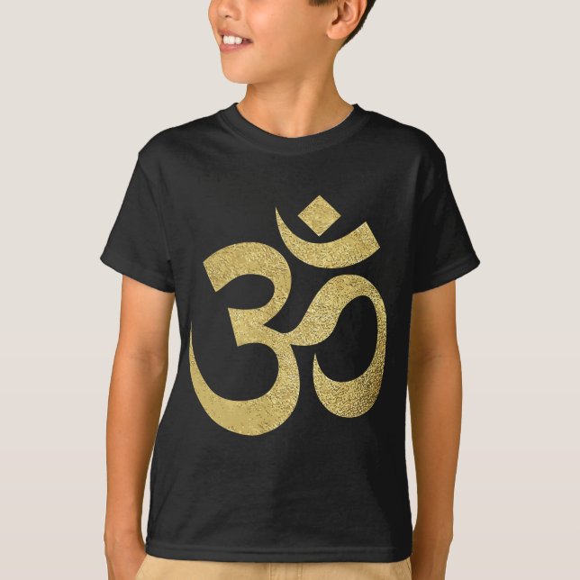 Camiseta Símbolo espiritual Om Om de oro Meditación de yoga (Anverso)