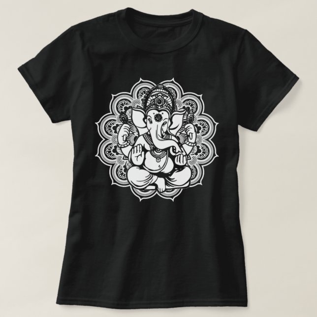 Camiseta Símbolo Ganesh Yoga Hindúes Mujeres Medición Amor (Diseño del anverso)