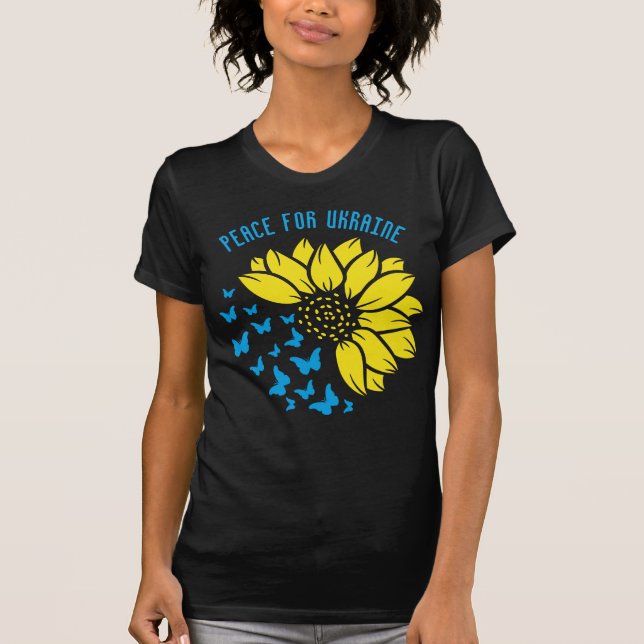 Camiseta Símbolo girasol de Paz. Paz para Ucrania. (Anverso)