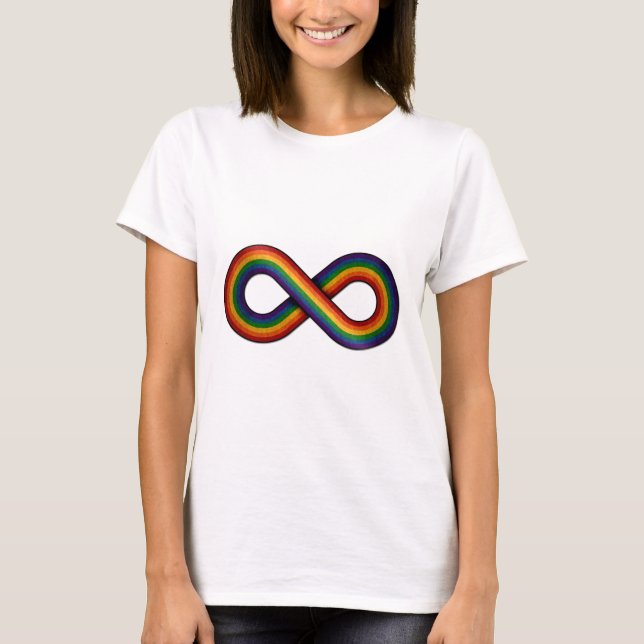 Camiseta Símbolo infinito con bandera arcoiris del orgullo  (Anverso)