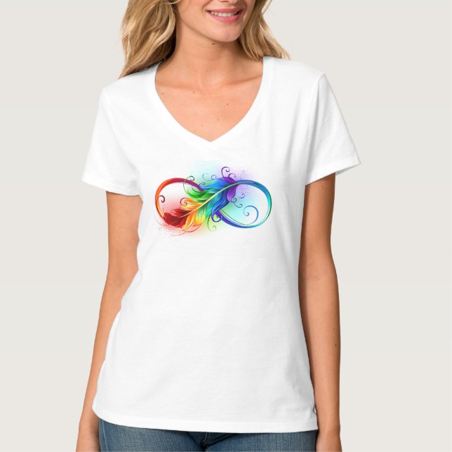 Camiseta Símbolo infinito con pluma arco iris (Anverso)