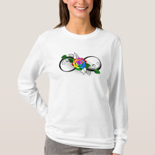 Camiseta Símbolo infinito con Rosa arcoiris