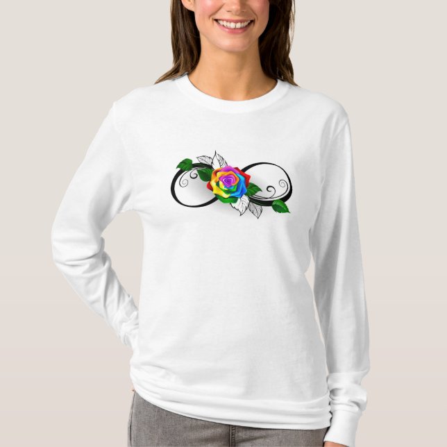 Camiseta Símbolo infinito con Rosa arcoiris (Anverso)