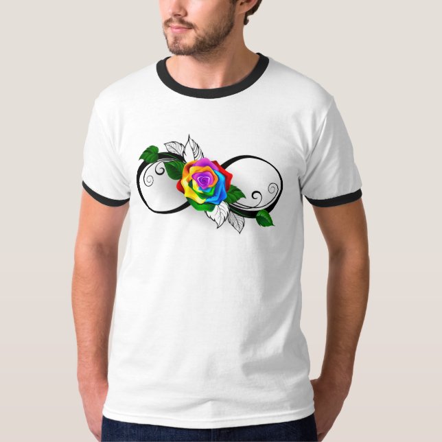 Camiseta Símbolo infinito con Rosa arcoiris (Anverso)
