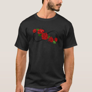 Camiseta Símbolo infinito con rosas rojas
