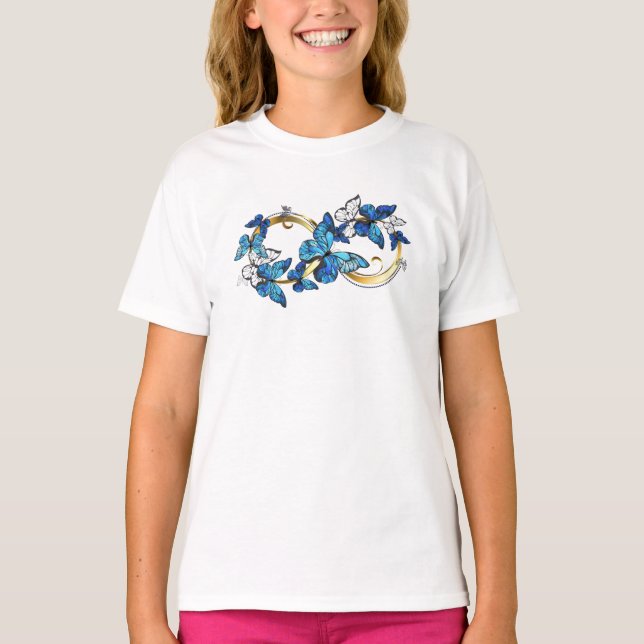 Camiseta Símbolo infinito de mariposas Morpho azules (Anverso)