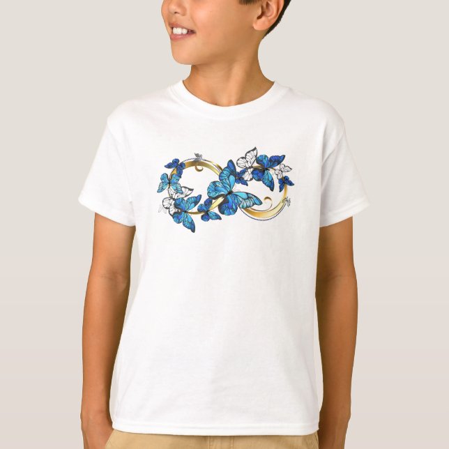Camiseta Símbolo infinito de mariposas Morpho azules (Anverso)