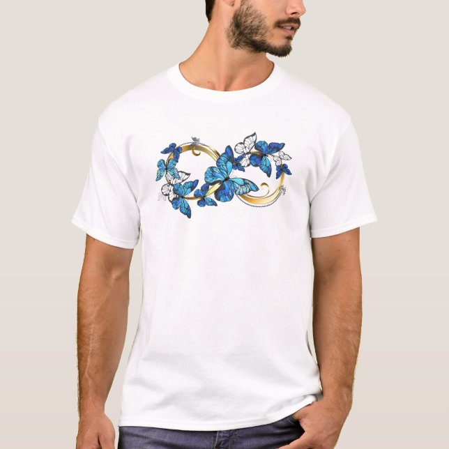 Camiseta Símbolo infinito de mariposas Morpho azules (Anverso)