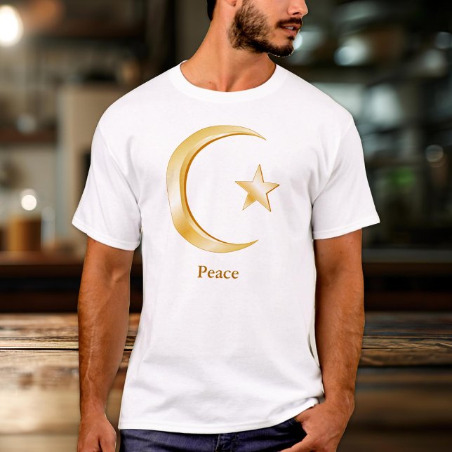 Camiseta Símbolo islámico (Crescent moon and star, symbol of Islam. Customize with your text. )