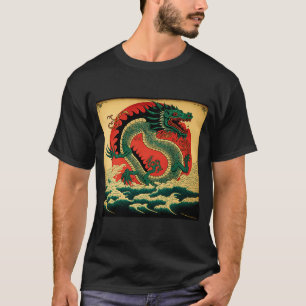 Camiseta Símbolo japonés estético de dragón rojo Kanji Japó