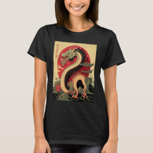 Camiseta Símbolo japonés estético de dragón rojo Kanji Japó