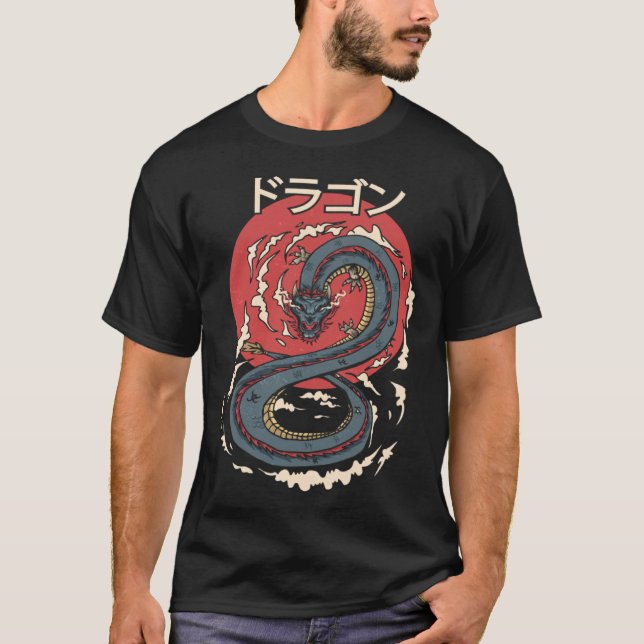 Camiseta Símbolo kanji estético de dragón japonés tatuaje j (Anverso)