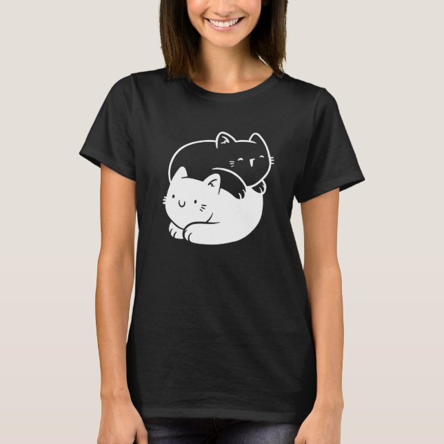 Camiseta Símbolo kitten yang yang lindo gato yoga budista n (Anverso)
