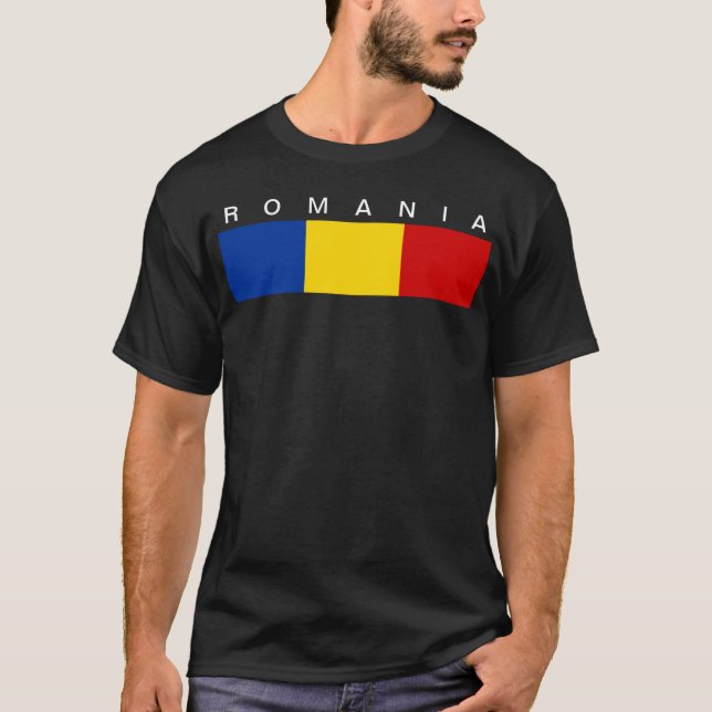 Camiseta Símbolo largo de la bandera del país de Rumania (Anverso)