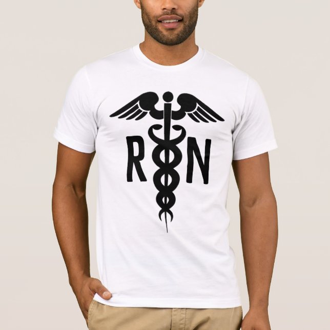 Camiseta Símbolo masculino de enfermería Caduceus blanco ne (Anverso)
