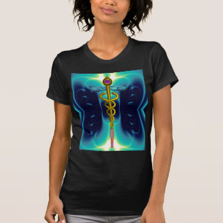 Camiseta SÍMBOLO MÉDICO CADUCEO DE ORO, azul turquesa Verde