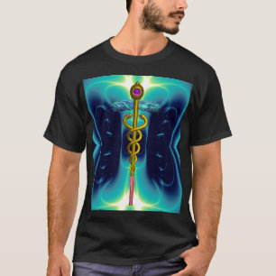 Camiseta SÍMBOLO MÉDICO CADUCEO DE ORO, azul turquesa Verde