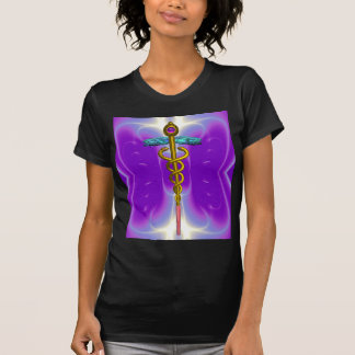 Camiseta SÍMBOLO MÉDICO CADUCEO DE ORO, Púrpura