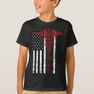 Camiseta Símbolo médico de bandera de Estados Unidos Negro 