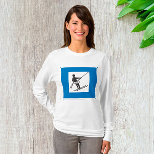 Camiseta Símbolo minimalista del elevador de esquí con bord
