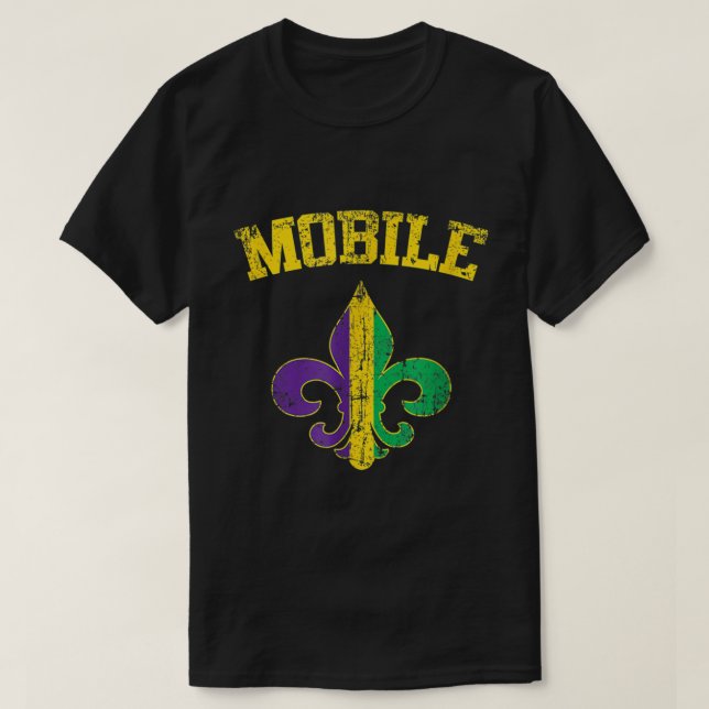 Camiseta Símbolo móvil Alabama Mardi Gras Fleur De Lis (Diseño del anverso)