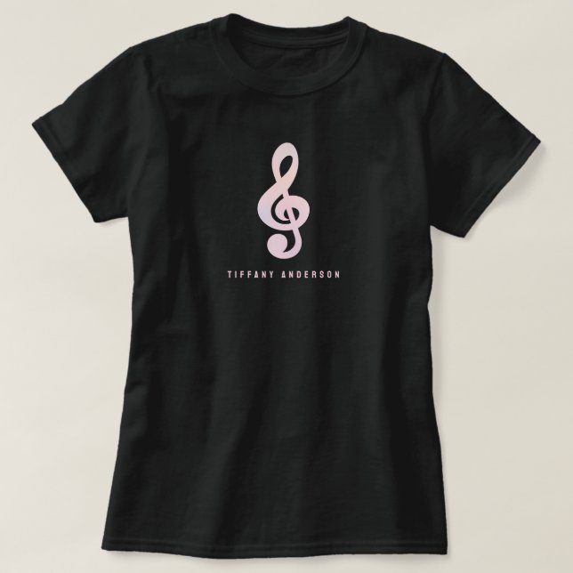 Camiseta Símbolo musical rosado pastel música Art Monograma (Diseño del anverso)