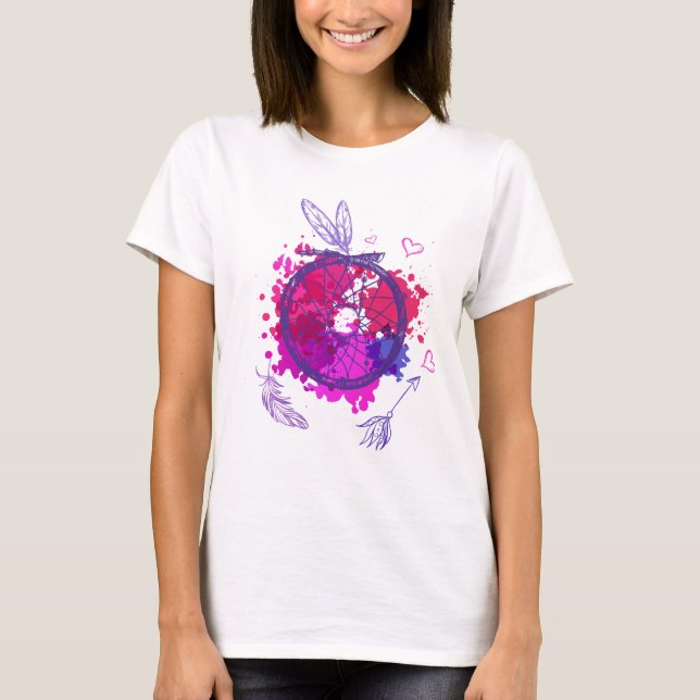 Camiseta Símbolo nativo americano con plumas - Col vibrante (Anverso)