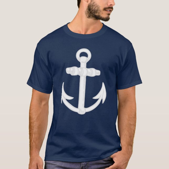 Camiseta Símbolo náutico blanco/azul del ancla (Anverso)