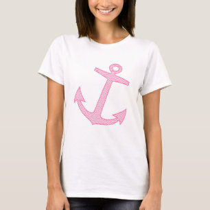 Camiseta Símbolo náutico del ancla marina Langre rosa de
