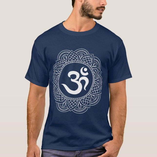 Camiseta Símbolo Om Aum Ohm Hindu Mandala Medición de Yoga (Anverso)