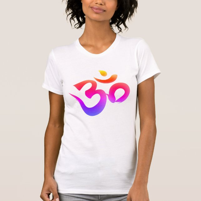 Camiseta Símbolo Om Colores Brillantes Tee femenino (Anverso)