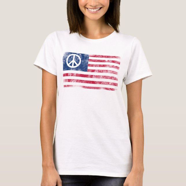 Camiseta Símbolo patriótico de paz con bandera estadouniden (Anverso)