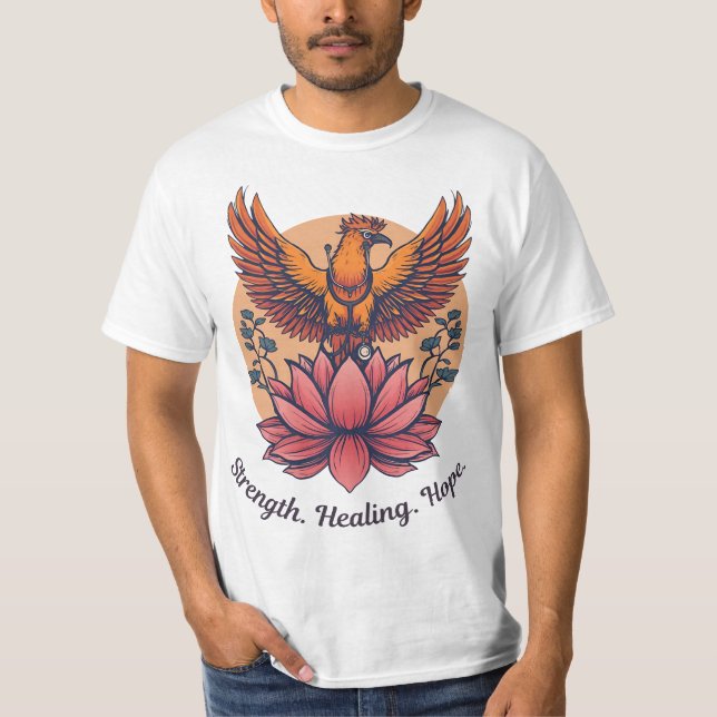 Camiseta Símbolo Phoenix Lotus - Fuerza, curación, esperanz (Anverso)